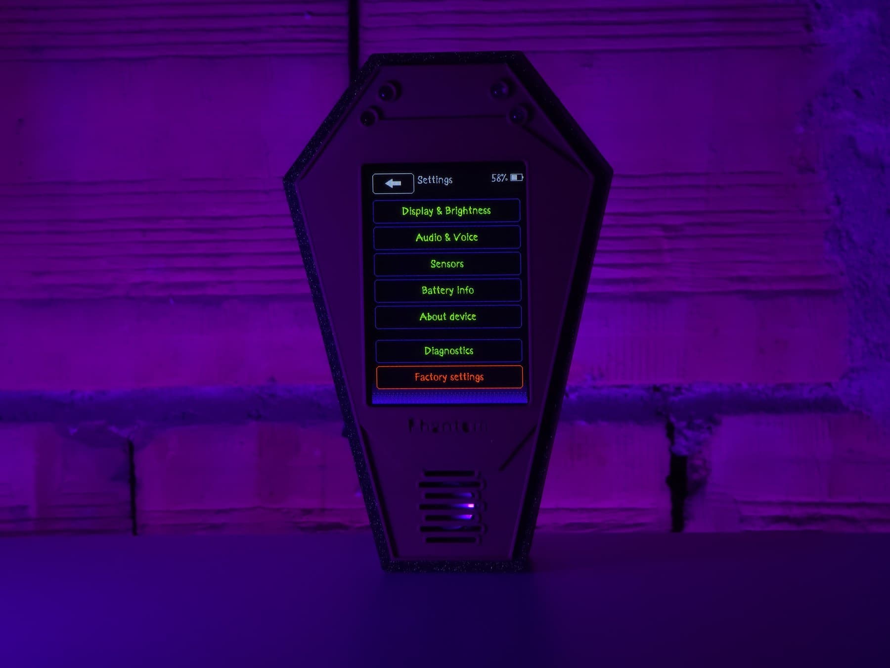 Phantom — меню с настройки